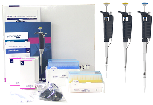 Gilson Pipetman Starter Kit: P20, P200, P1000; Diamond tips: D200 ...